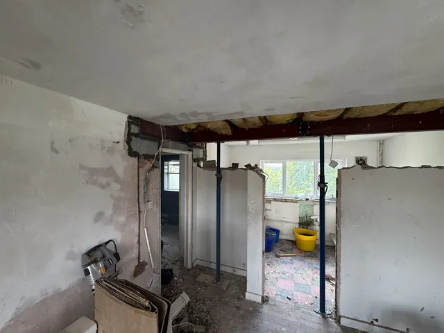 Steel beam and opening between the kitchen and living area